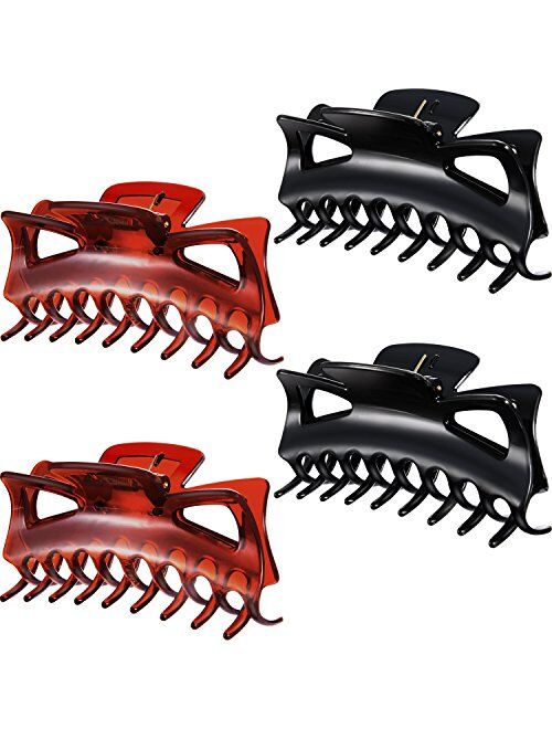 Bememo 4 Pieces Plastic Hair Claw Clips Women Thick Hair Claw Clamps