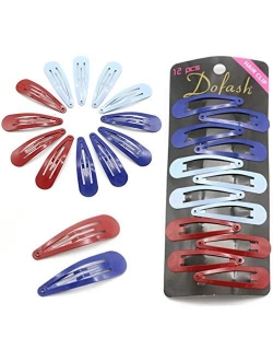 Dofash 12pcs 5CM/2IN Metal Snap Hair Clips Hair Barrettes Hair Grips Hair Accessories for Women