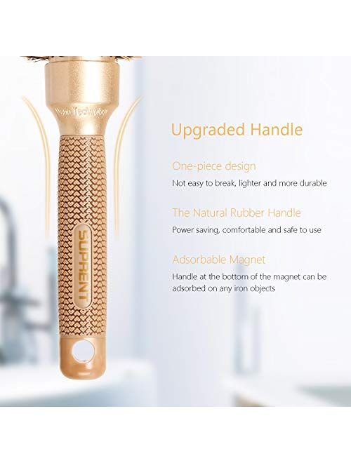 Round Brush SUPRENT Round Brush with Natural Boar Bristles,Nano Thermic Ceramic Coating & Ionic Roller Hairbrush for Blow Drying, Curling&Straightening, Volume&Shine (3.3