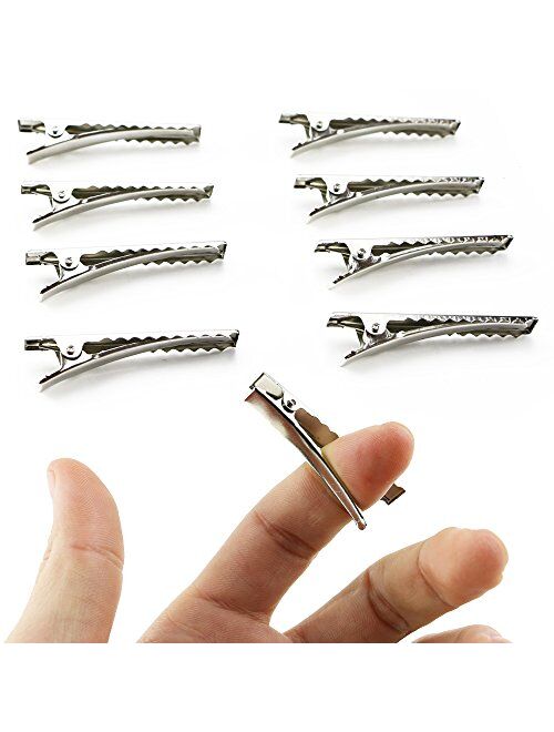 TKOnline 120pcs 1-3/4 Inch(45 mm) Silver Alligator Hair Clip Flat Top with Teeth Single Prong Metal Clips Hairbow Accessory for Arts Crafts Projects, Hair Care Hair Clips