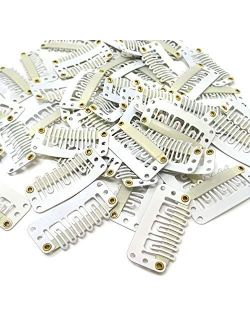 Honbay 50PCS 6-Teeth U-Shape Snap Clips for Hair Extensions - 3.3x1.6cm/ 1.3x0.6inch