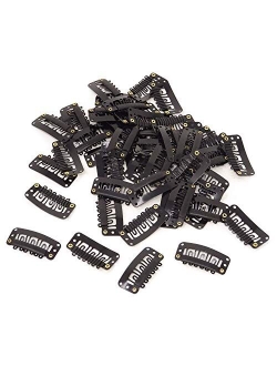 Honbay 50PCS 6-Teeth U-Shape Snap Clips for Hair Extensions - 3.3x1.6cm/ 1.3x0.6inch