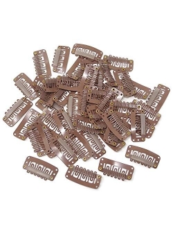 Honbay 50PCS 6-Teeth U-Shape Snap Clips for Hair Extensions - 3.3x1.6cm/ 1.3x0.6inch