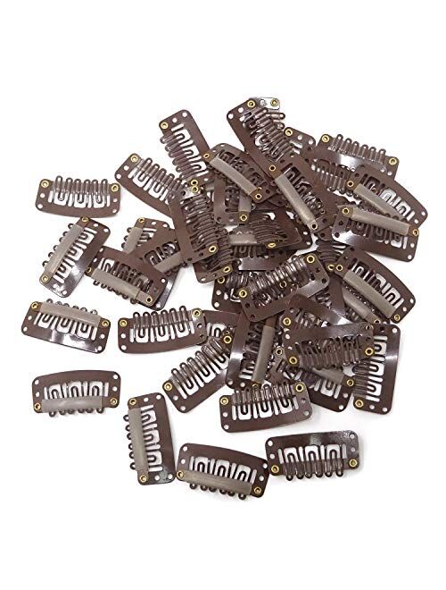 Honbay 50PCS 6-Teeth U-Shape Snap Clips for Hair Extensions - 3.3x1.6cm/ 1.3x0.6inch