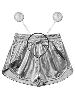 Perfashion Women's Metallic Shorts Summer Sparkly Hot Outfit Shiny Short Pants