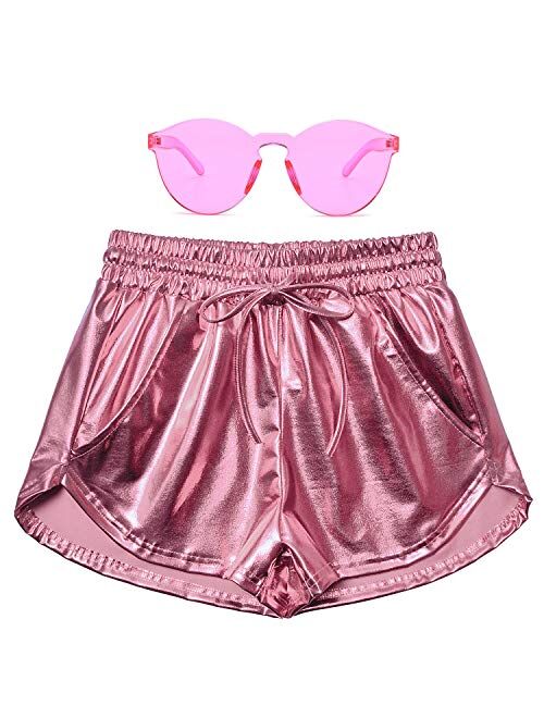 Perfashion Women's Metallic Shorts Summer Sparkly Hot Outfit Shiny Short Pants