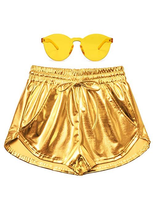 Perfashion Women's Metallic Shorts Summer Sparkly Hot Outfit Shiny Short Pants