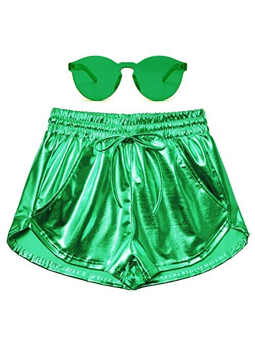 Perfashion Women's Metallic Shorts Summer Sparkly Hot Outfit Shiny Short Pants