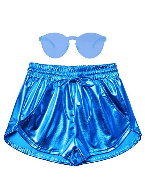 Perfashion Women's Metallic Shorts Summer Sparkly Hot Outfit Shiny Short Pants