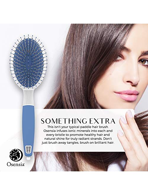 Oval Paddle Hair Brush - Gentle Detangler Brush for Thick Hair with Ionic Mineral Nylon Bristles - Antistatic Detangling Brush for Blow-Drying and Straightening Curly Hai