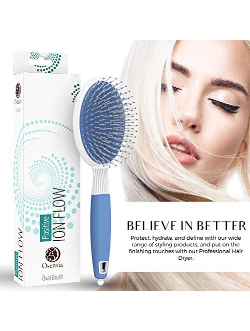 Oval Paddle Hair Brush - Gentle Detangler Brush for Thick Hair with Ionic Mineral Nylon Bristles - Antistatic Detangling Brush for Blow-Drying and Straightening Curly Hai