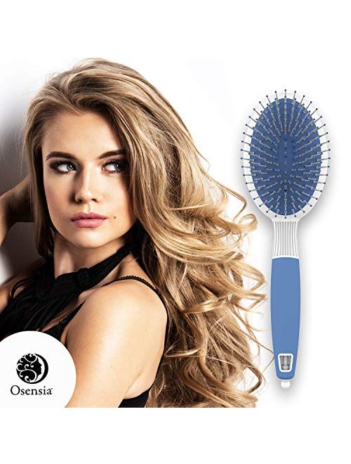 Oval Paddle Hair Brush - Gentle Detangler Brush for Thick Hair with Ionic Mineral Nylon Bristles - Antistatic Detangling Brush for Blow-Drying and Straightening Curly Hai