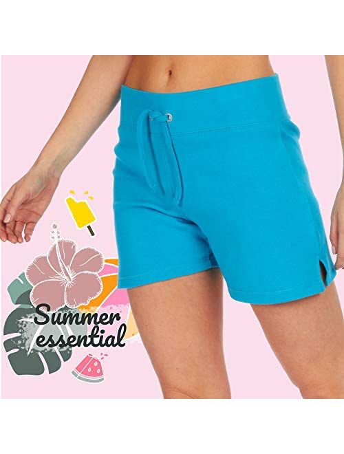 LABEL YOUR LOVE Women's Cotton Jersey Shorts (Sizes S-XL) Summer Beach Casual Hot Pants with Elastic Waist