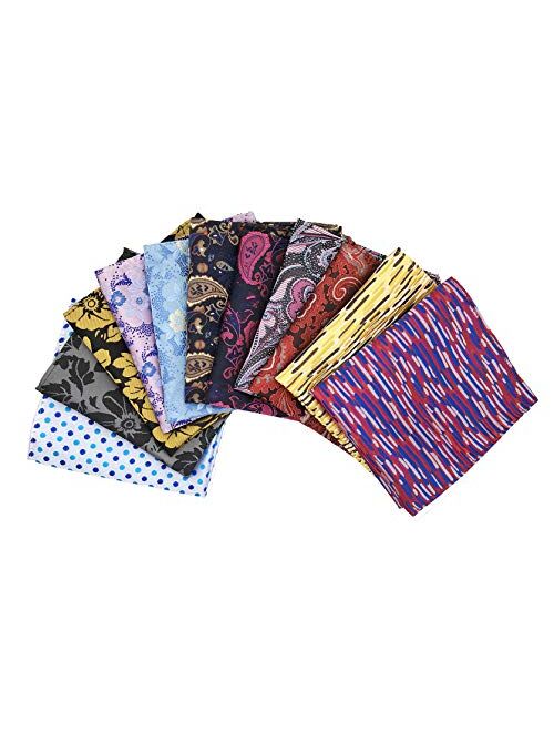 MENDENG Mens Assorted Cotton Polka Dots Pocket Square Handkerchief Set of 11