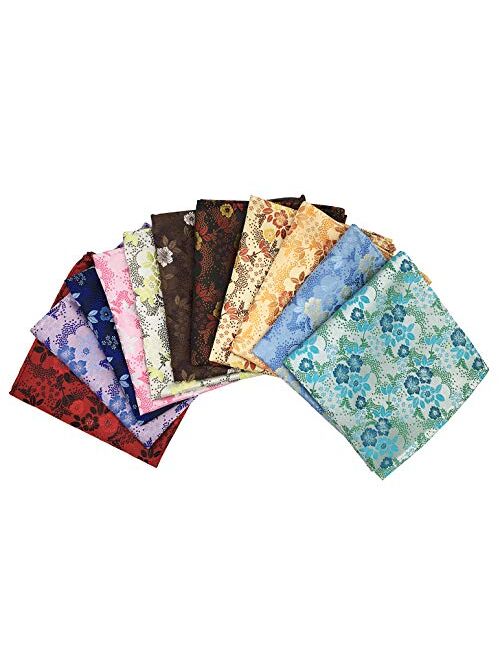 MENDENG Mens Assorted Cotton Polka Dots Pocket Square Handkerchief Set of 11