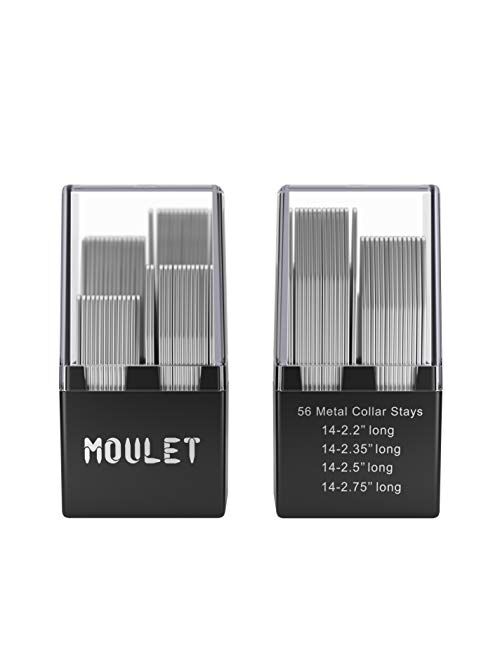 56 Metal Collar Stays for Men in a Divided Box - 4 Sizes by Moulet