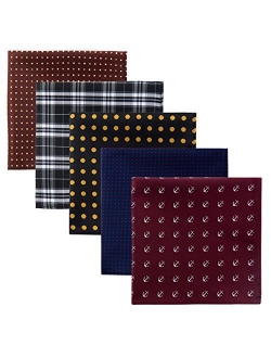 Retreez 5 Piece Assorted Woven Microfiber Premium Pocket Square Gift Box Set