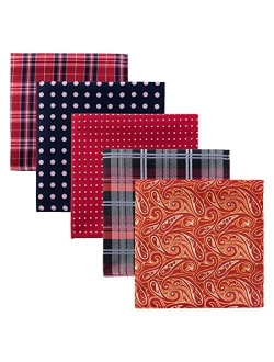 Retreez 5 Piece Assorted Woven Microfiber Premium Pocket Square Gift Box Set