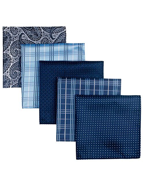 Retreez 5 Piece Assorted Woven Microfiber Premium Pocket Square Gift Box Set