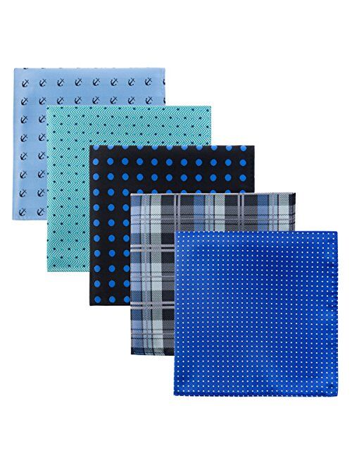 Retreez 5 Piece Assorted Woven Microfiber Premium Pocket Square Gift Box Set