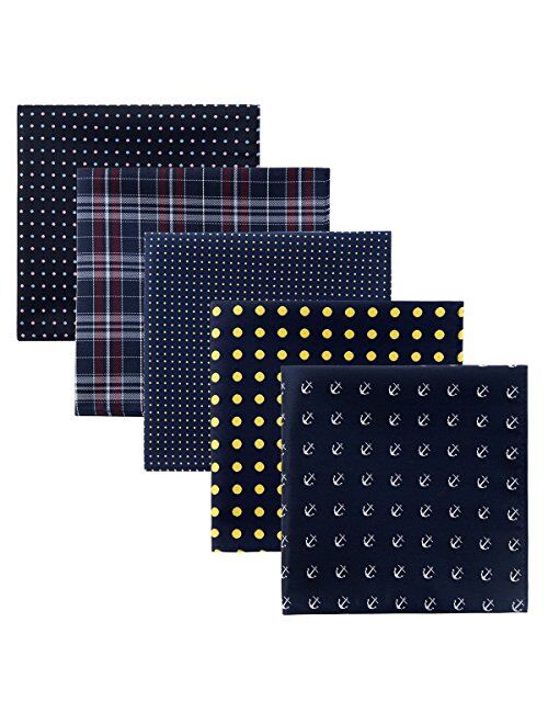 Retreez 5 Piece Assorted Woven Microfiber Premium Pocket Square Gift Box Set