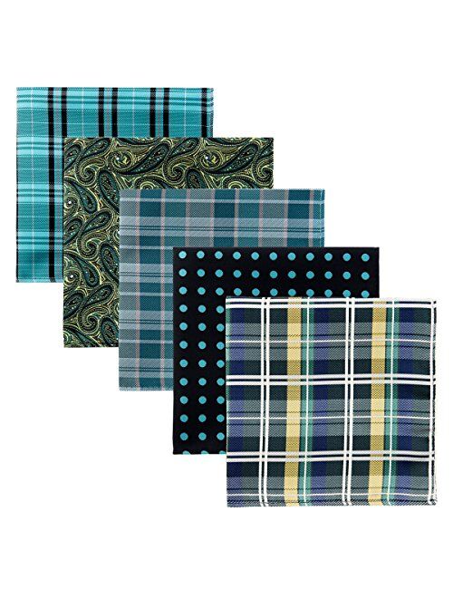 Retreez 5 Piece Assorted Woven Microfiber Premium Pocket Square Gift Box Set