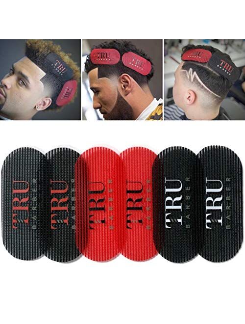 TRU BARBER HAIR GRIPPERS 3 COLORS BUNDLE PACK 6 PCS for Men and Women - Salon and Barber, Hair Clips for Styling, Hair holder Grips (Black/Red/Black)