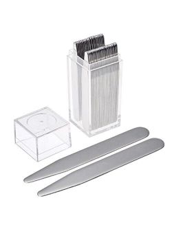 JOVIVI 36pc Stainless Steel Collar Stays in Clear Plastic Box For Mens Dress Shirt, Order the Sizes You Need