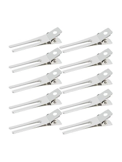 50pcs Hairdressing Double Prong Curl Clips, Wobe 1.8" Curl Setting Section Hair Clips Metal Alligator Clips Hairpins for Hair Bow Great Pin Curl Clip, Styling Clips for H