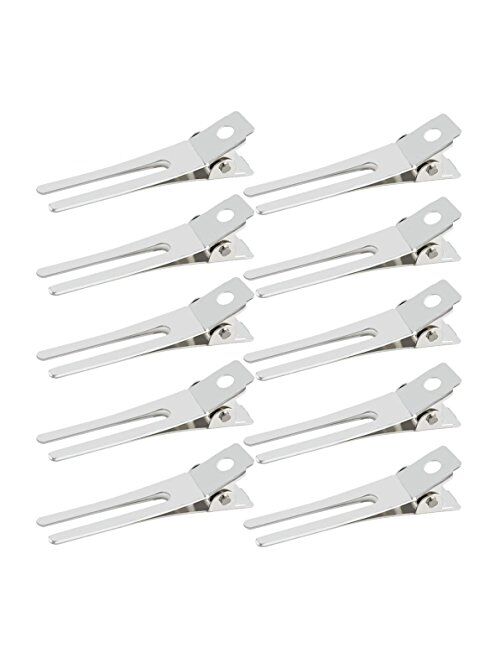 50pcs Hairdressing Double Prong Curl Clips, Wobe 1.8" Curl Setting Section Hair Clips Metal Alligator Clips Hairpins for Hair Bow Great Pin Curl Clip, Styling Clips for H