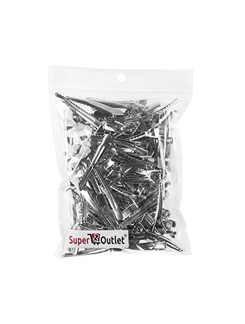 6cm Silver Alligator Teeth Prongs Clips Holders for Hair Care, Arts & Crafts Projects, Dry Hanging Clothing, Office Paper Document Organization (100 Pieces)