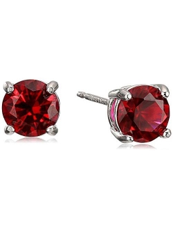 Sterling Silver Genuine or Created Round Cut Birthstone Stud Earrings