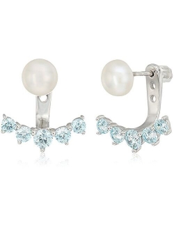 Platinum-Plated Sterling Pearl with White Earring Jackets