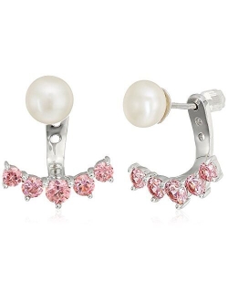 Platinum-Plated Sterling Pearl with White Earring Jackets