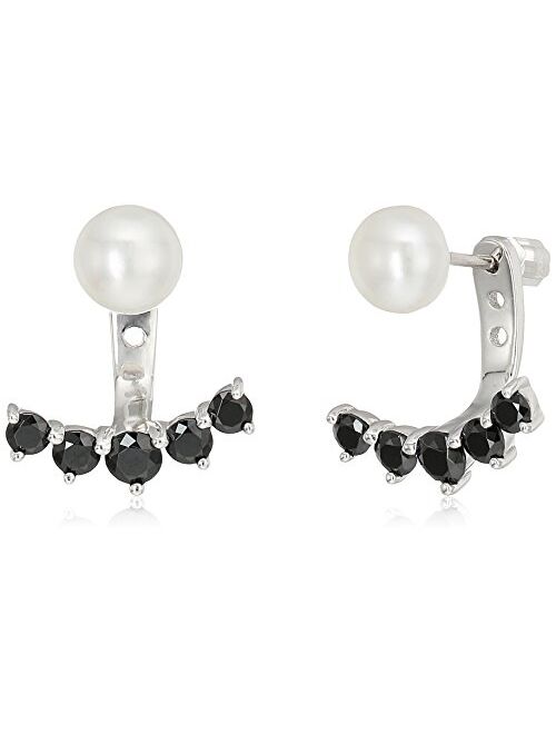 Platinum-Plated Sterling Pearl with White Earring Jackets