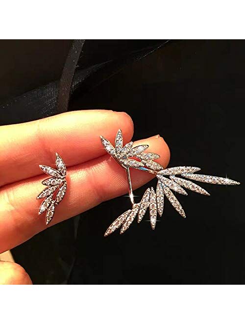 Angel Wings Jacket Cubic zircon Stud Earrings for Women And Girls Jewelry