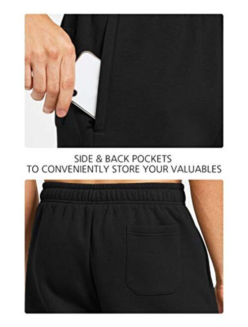 BALEAF Men's Fleece Gym Shorts Cotton 9 Inches with Zipper Pockets for Home Fitness Jogger Casual