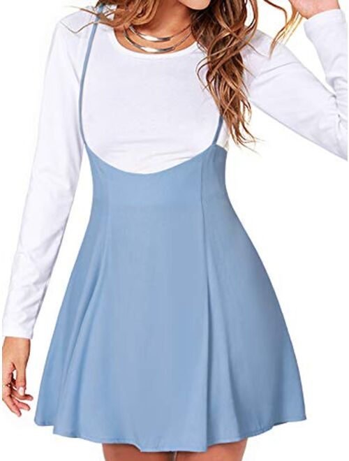 YOINS Women's Suspender Skirts Basic High Waist Versatile Flared Skater Skirt Overall Dress