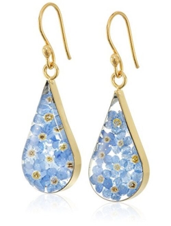 Sterling Silver Pressed Flower Teardrop Earrings