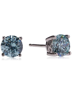 Platinum or Gold Plated Sterling Silver Round-Cut Stud Earrings made with Swarovski Zirconia