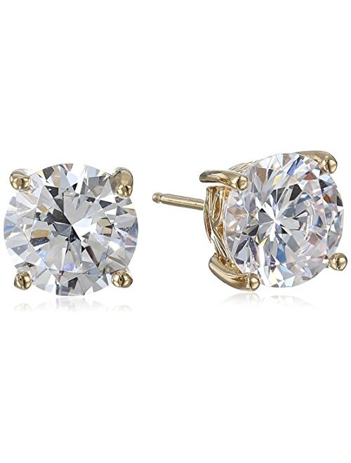 Platinum or Gold Plated Sterling Silver Round-Cut Stud Earrings made with Swarovski Zirconia