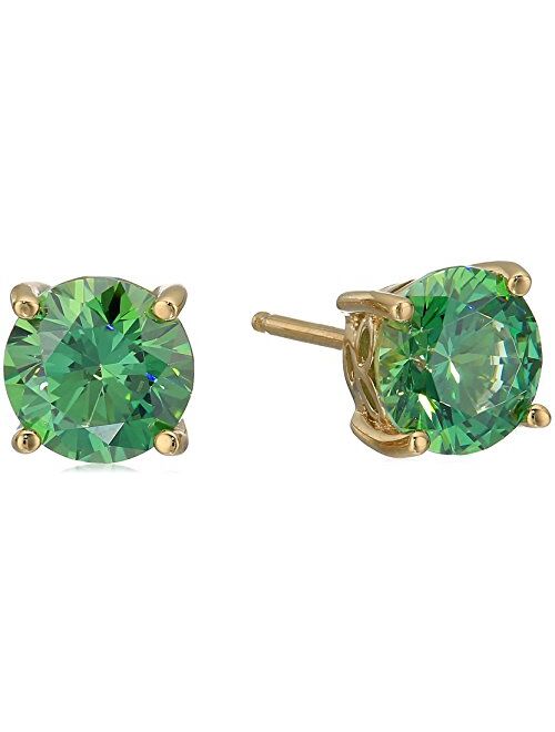 Platinum or Gold Plated Sterling Silver Round-Cut Stud Earrings made with Swarovski Zirconia