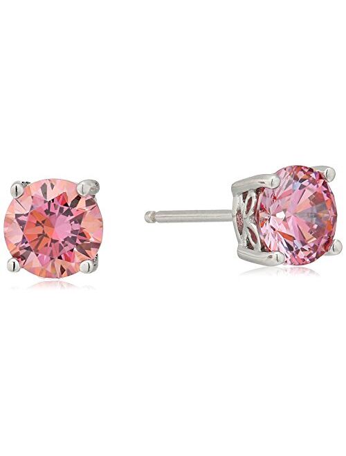 Platinum or Gold Plated Sterling Silver Round-Cut Stud Earrings made with Swarovski Zirconia