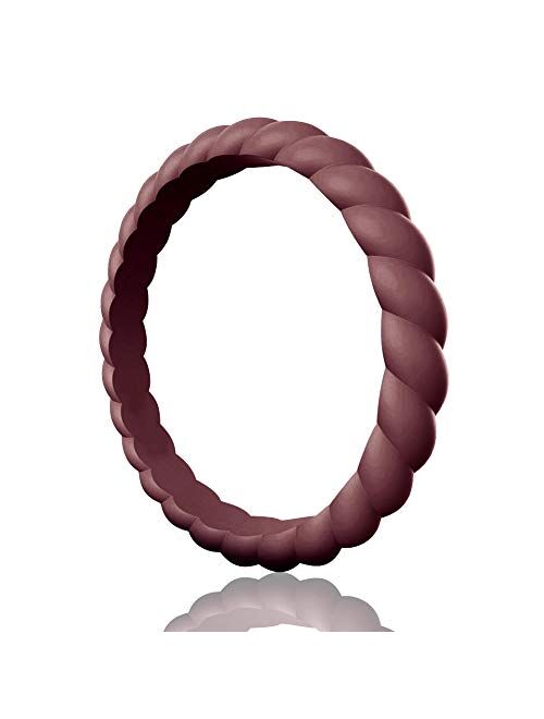 Egnaro Braided Silicone Wedding Ring for Women