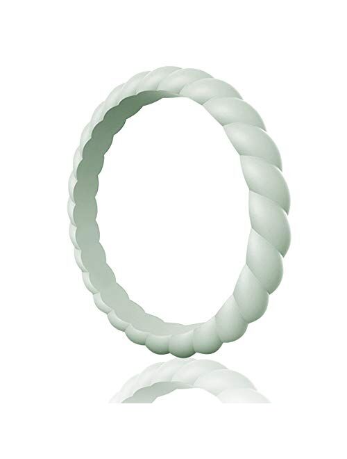 Egnaro Braided Silicone Wedding Ring for Women