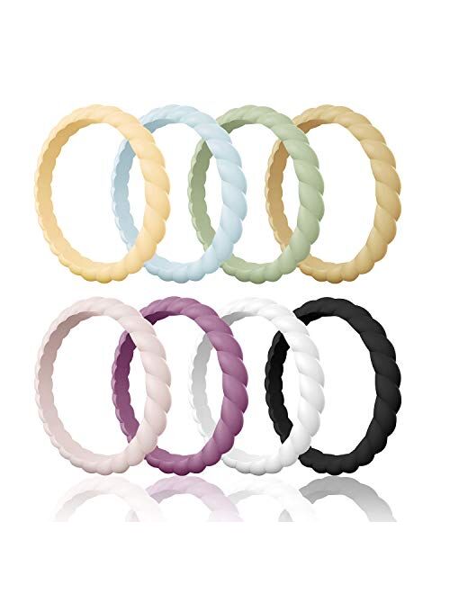 Egnaro Braided Silicone Wedding Ring for Women