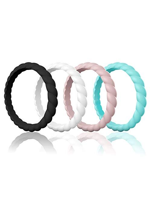 Egnaro Braided Silicone Wedding Ring for Women