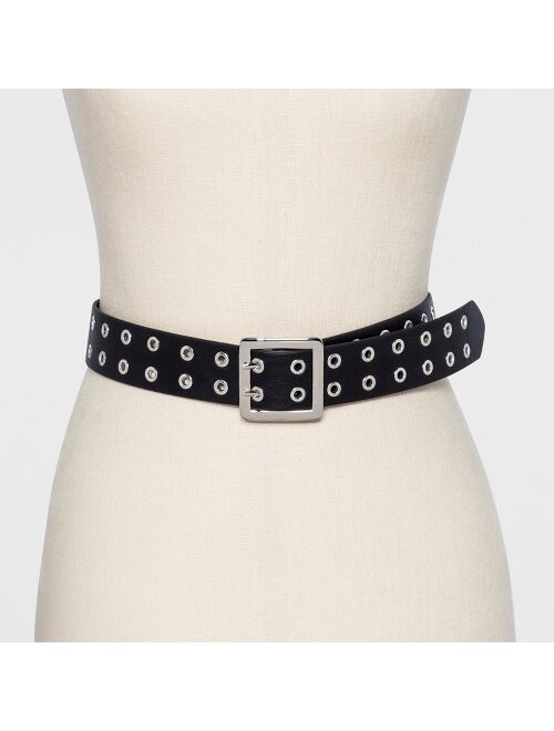 Women's Double Laser Cut Adjustable Western Belt - Wild Fable Black