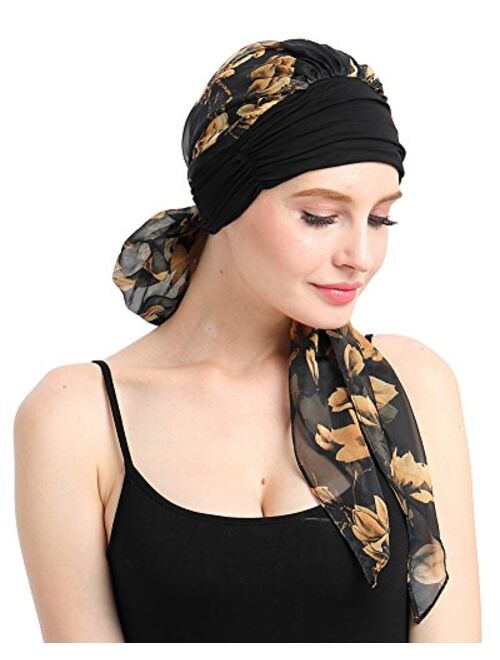 Chemo Headwear Turbans for Women Long Hair Head Scarf Headwraps Cancer Hats