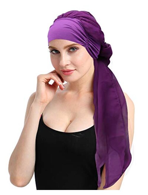 Chemo Headwear Turbans for Women Long Hair Head Scarf Headwraps Cancer Hats